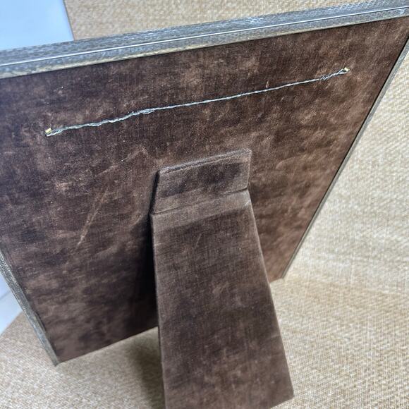 Vintage Art Deco Silver Metal Picture Frame 10x13 Etched Corners Velour Back - Picture 12 of 13